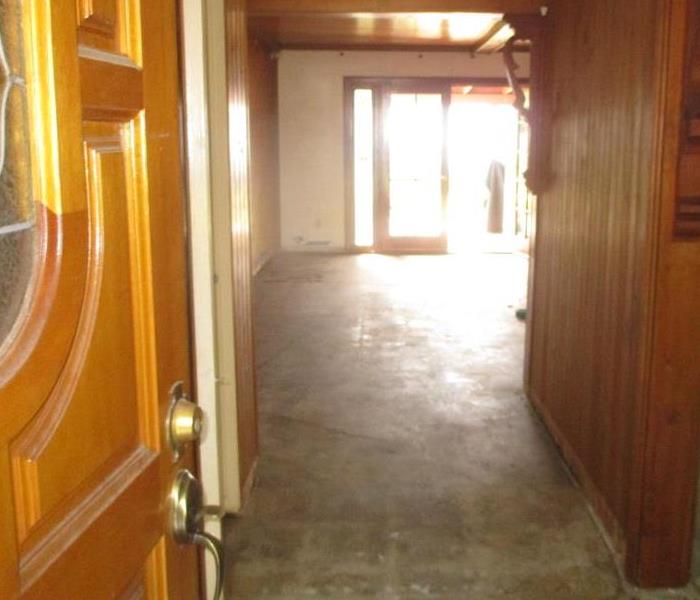 Completely clean entry and hallway after packing customer contents and removal of damaged items